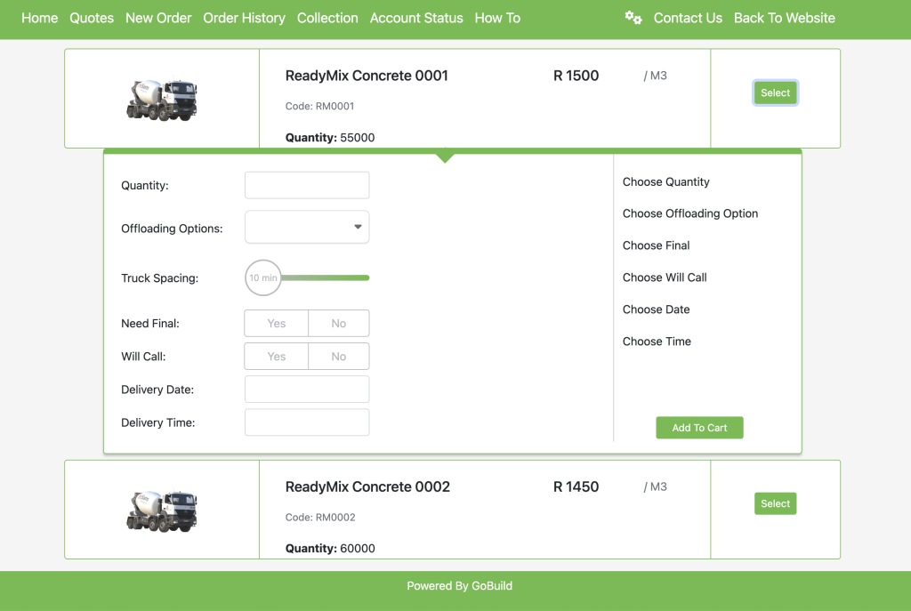 ready-mix ordering software